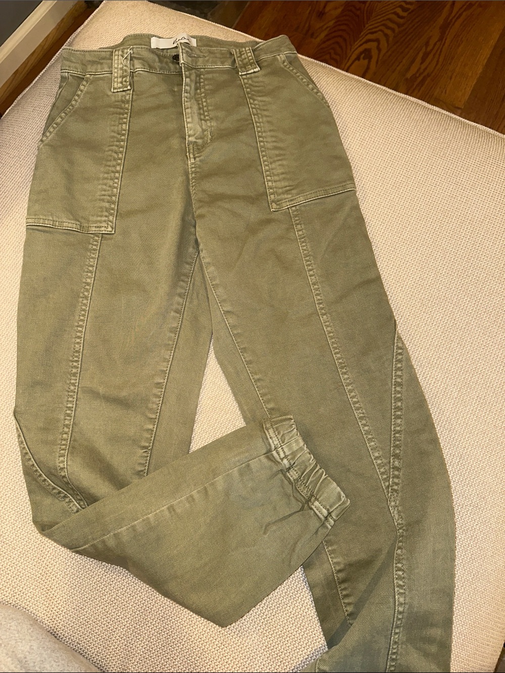 KanCan Olive Green Cropped Utility Jeans